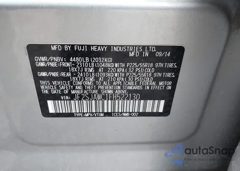 2015 Subaru Forester 2.5I Touring из США, поврежденный, VIN JF2SJAWC1FH522130